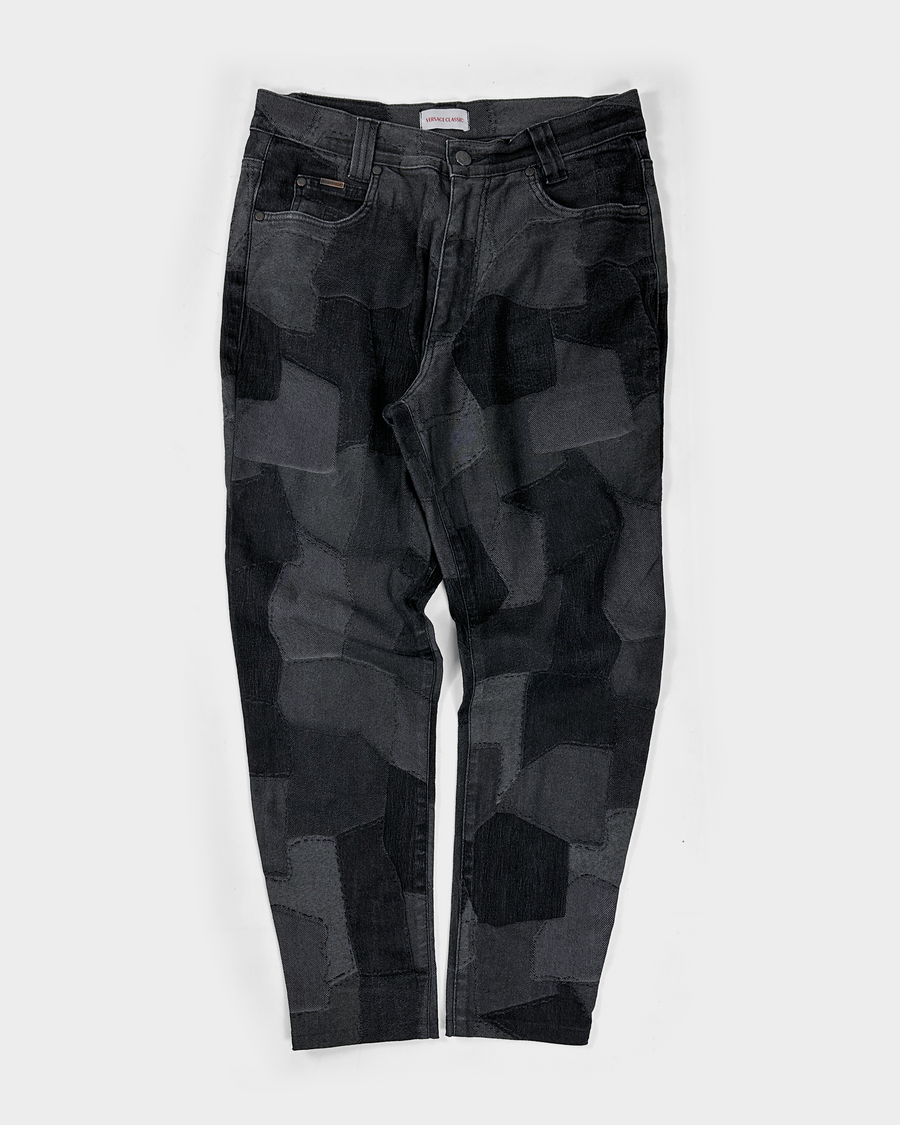 Versace Classic Black Patchwork Balloon Denim 2000's
