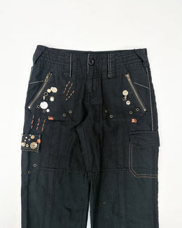 DKNY Decorated Black Cargo Pants 90's