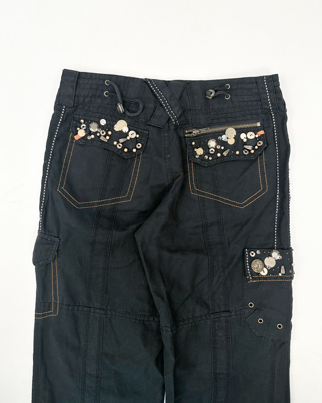 DKNY Decorated Black Cargo Pants 90's