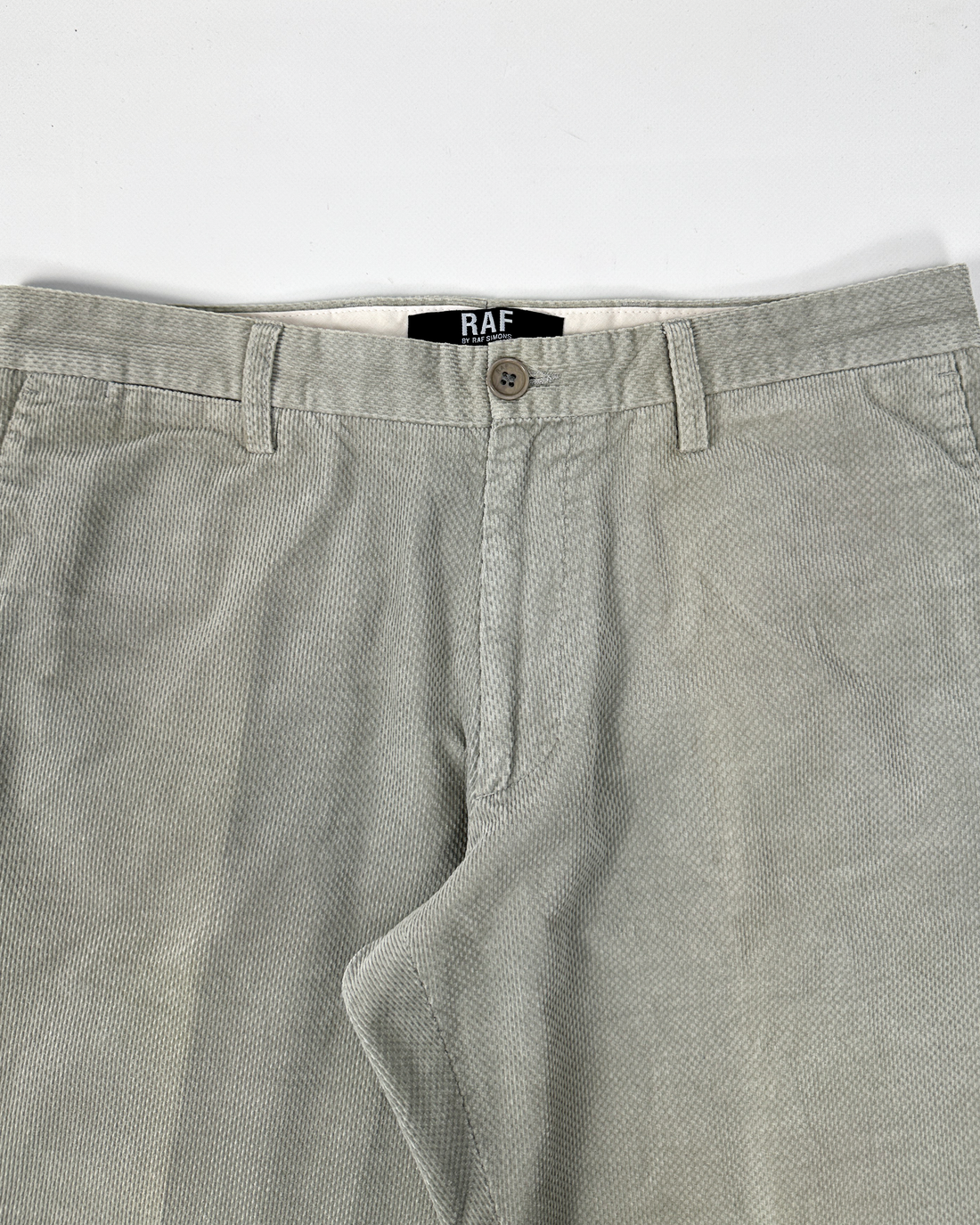 Raf By Raf Simons Pearl Grey Textured Pants 2000's