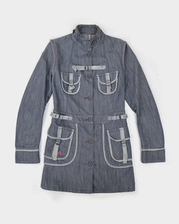 Evisu Donna Grey Utility Trench Coat 2000's