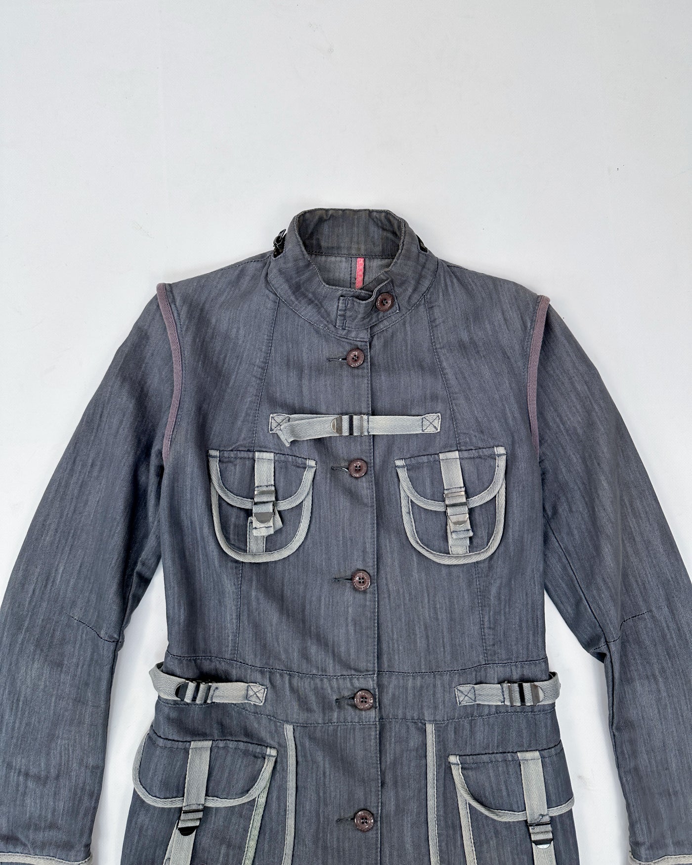 Evisu Donna Grey Utility Trench Coat 2000's