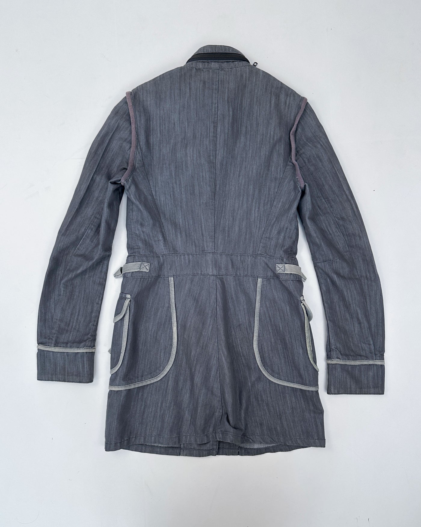 Evisu Donna Grey Utility Trench Coat 2000's