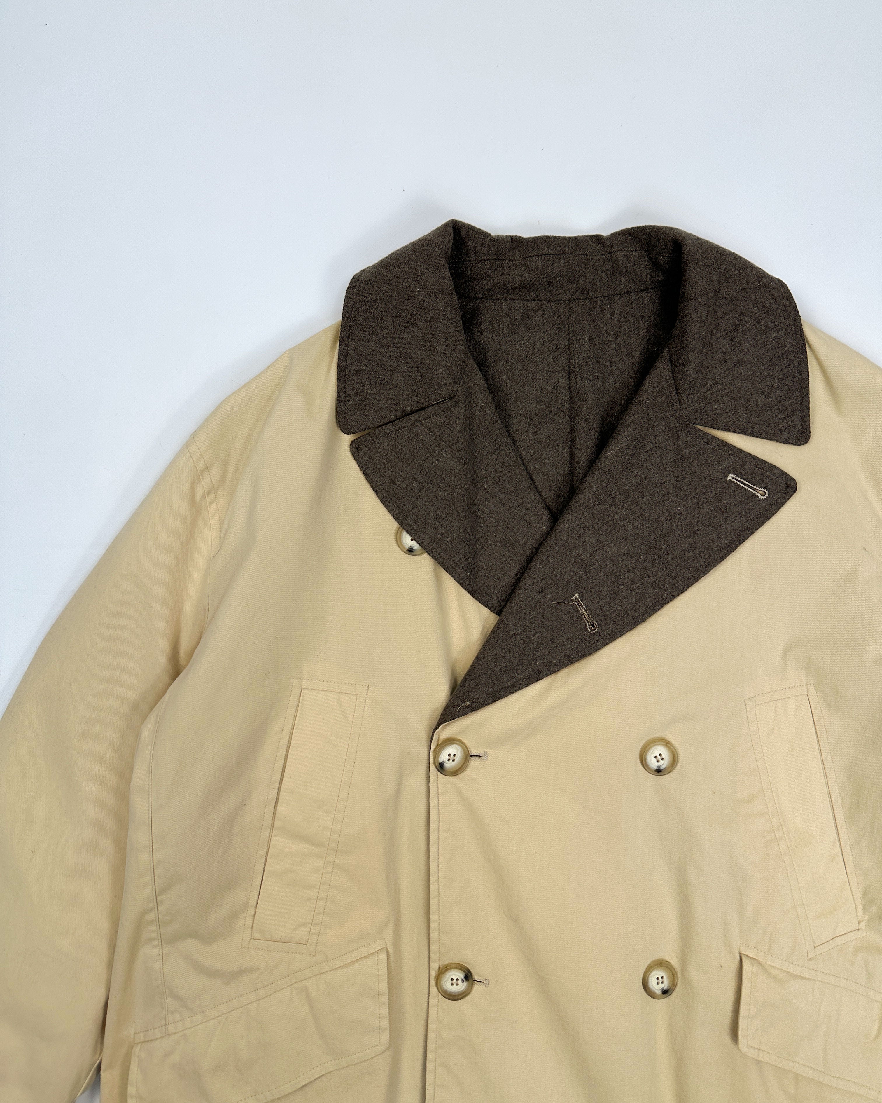 Kenzo Homme Cream Buttoned Coat Jacket 1990 s Vintage TTS