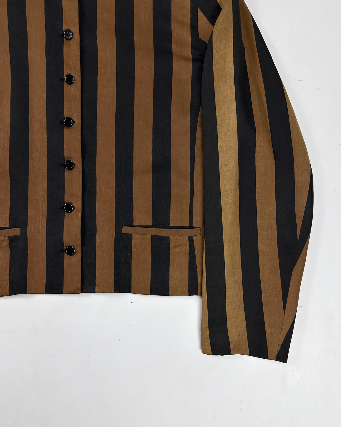 Kenzo Brown & Black Stipes Colarless Jacket 1990's