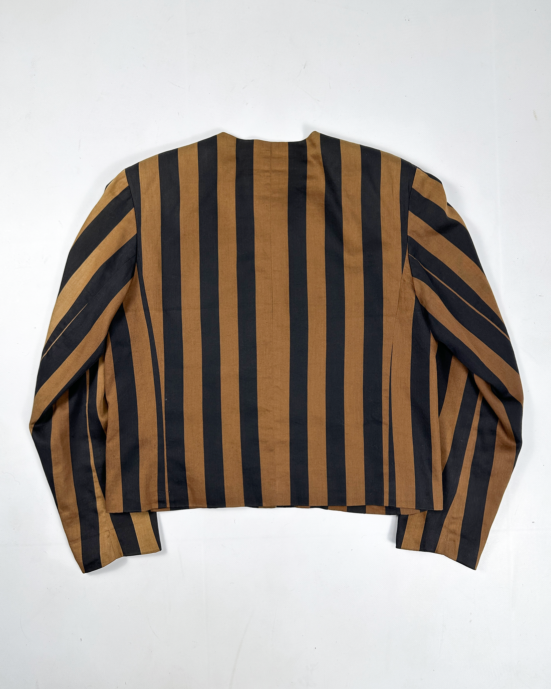 Kenzo Brown & Black Stipes Colarless Jacket 1990's