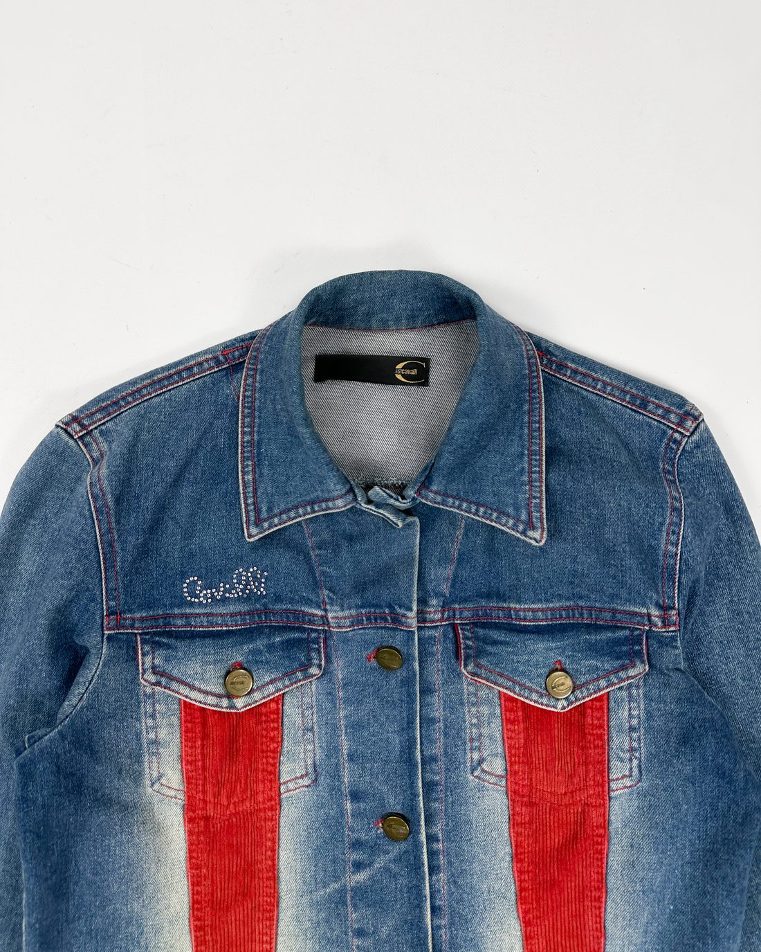 Roberto Cavalli Corduroy Stripes Denim Jacket 2000's