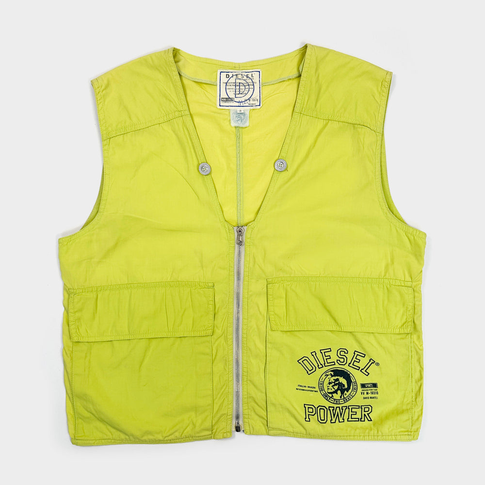 Diesel Neon Green Utility Light Vest 1990's