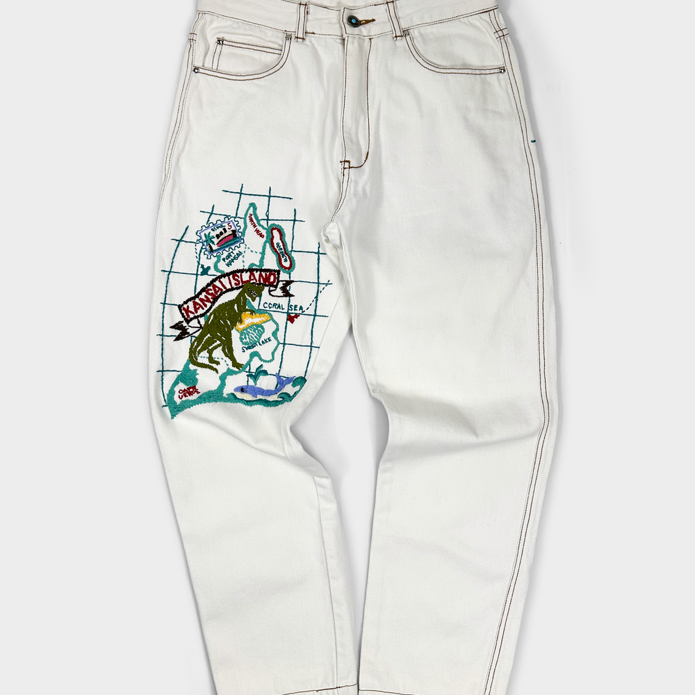 Kansai Yamamoto (O2) Embroidery White Pants 1990's