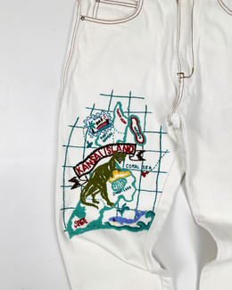 Kansai Yamamoto (O2) Embroidery White Pants 1990's