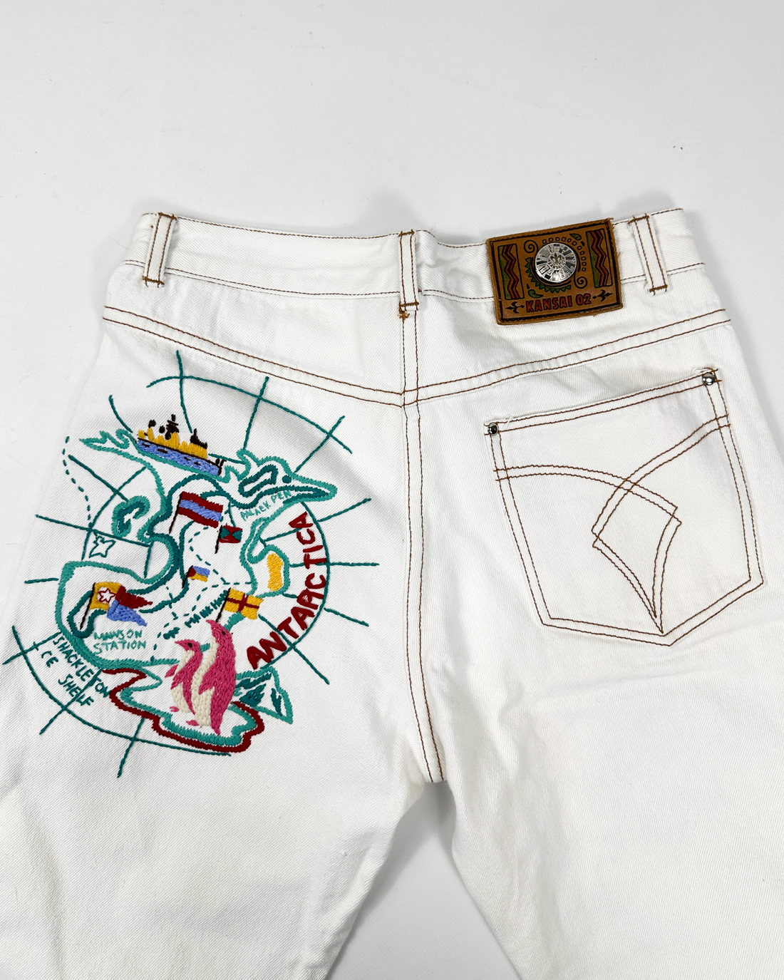 Kansai Yamamoto (O2) Embroidery White Pants 1990's