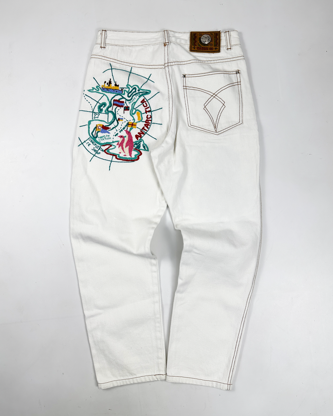 Kansai Yamamoto (O2) Embroidery White Pants 1990's