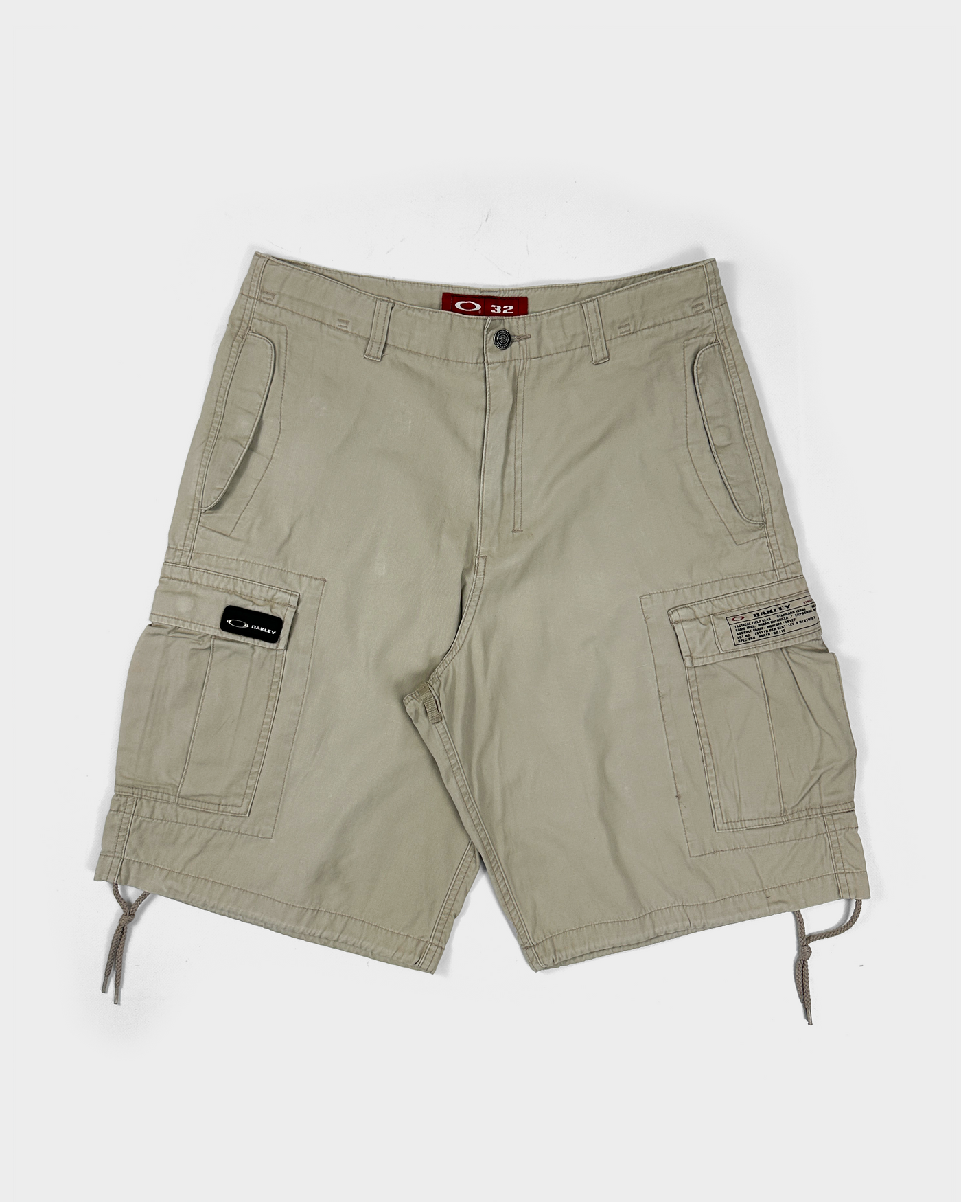 Oakley Red Core Beige Utility Shorts 2000's