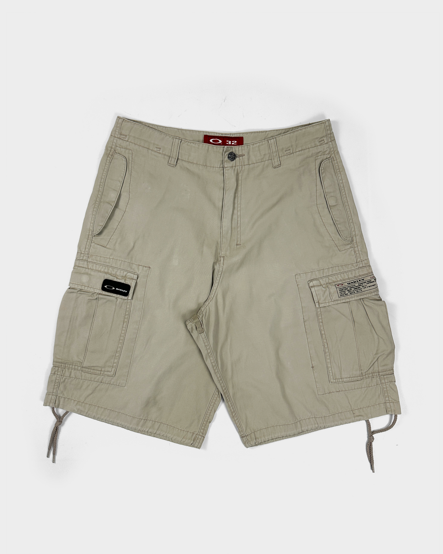 Oakley Red Core Beige Utility Shorts 2000's