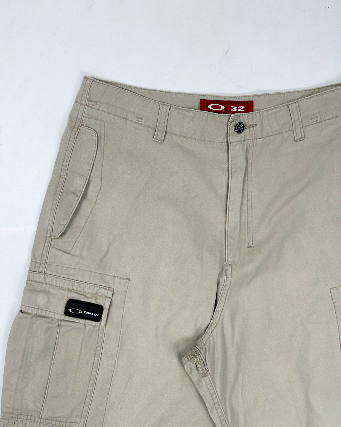 Oakley Red Core Beige Utility Shorts 2000's