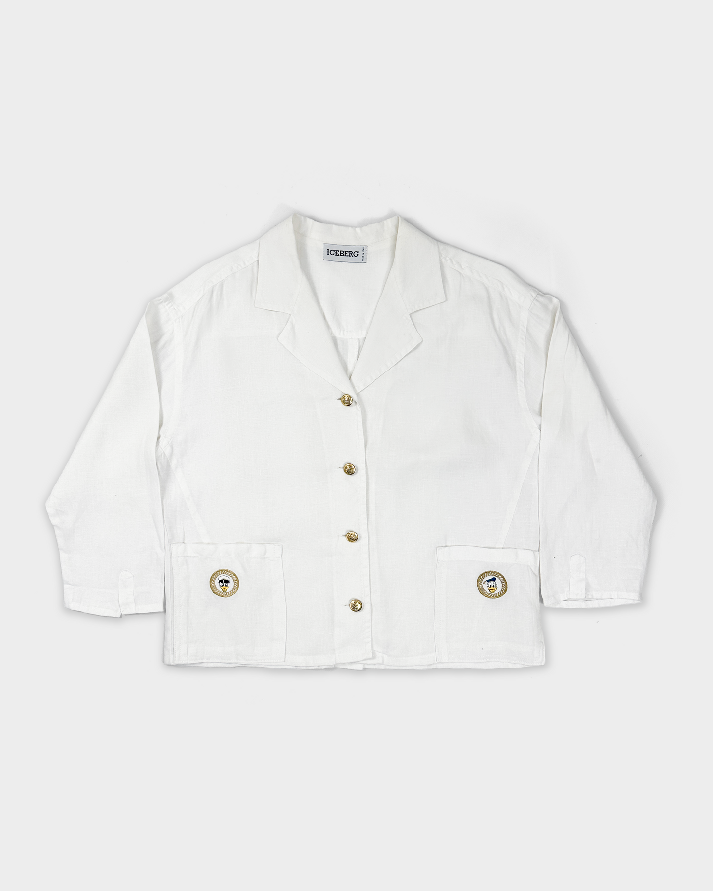 Iceberg White Linen 4-Button Jacket 1990's