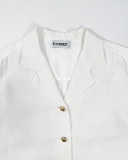 Iceberg White Linen 4-Button Jacket 1990's