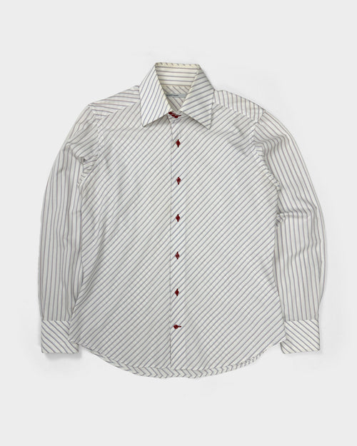 Alexander Mcqueen Red Stripes Cotton Shirt FW 1998 - Vintagetts