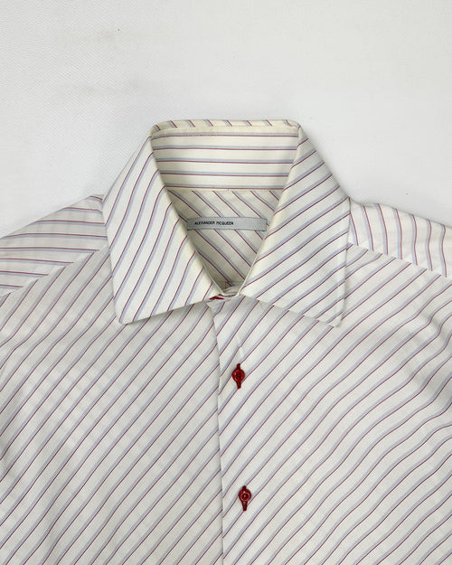 Alexander Mcqueen Red Stripes Cotton Shirt FW 1998 - Vintagetts