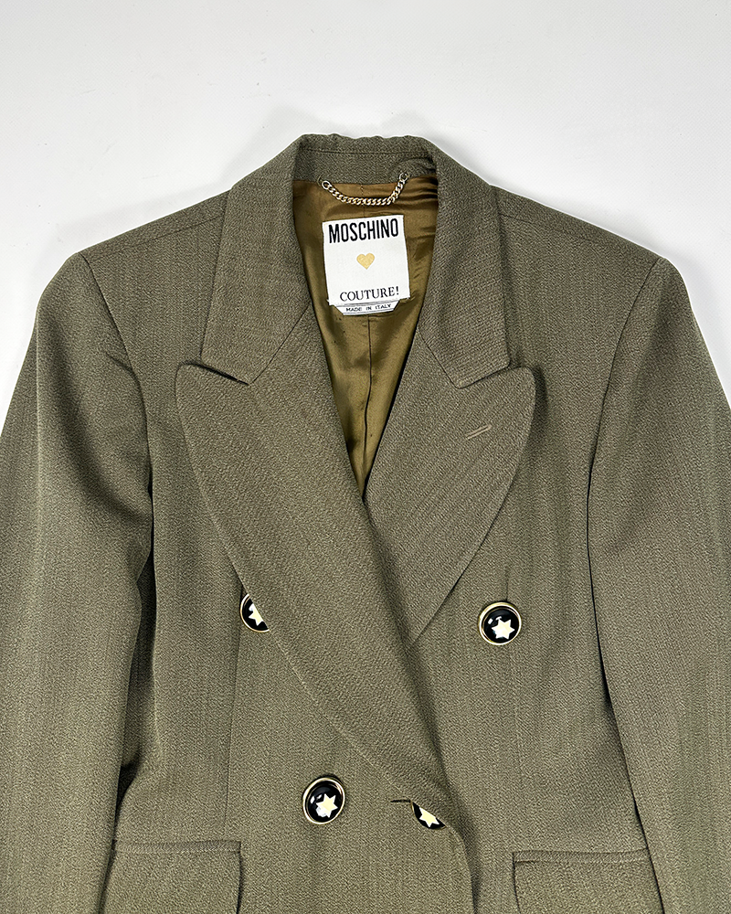 Moschino Couture Dark Green Wool Set 1980's