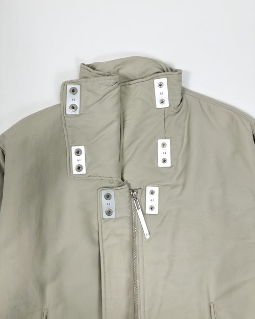 Armani Metallic Clousures Quilted Beige Long Coat 1990's - Vintagetts