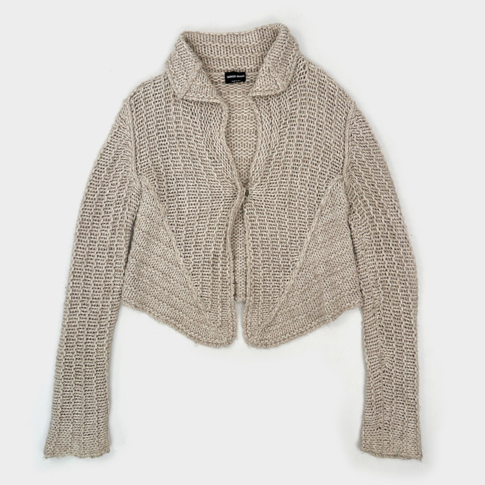 Armani Plaited Cropped Wool Cardigan 2000's