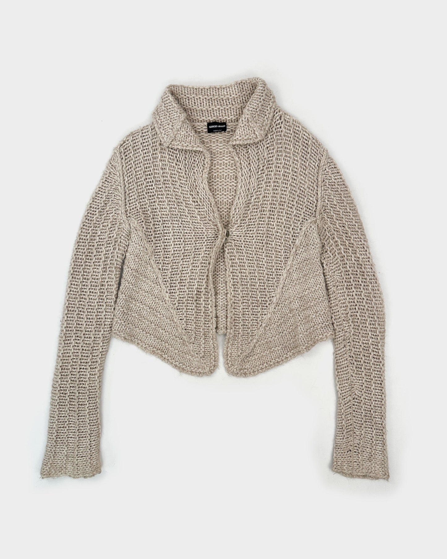 Armani Plaited Cropped Wool Cardigan 2000's