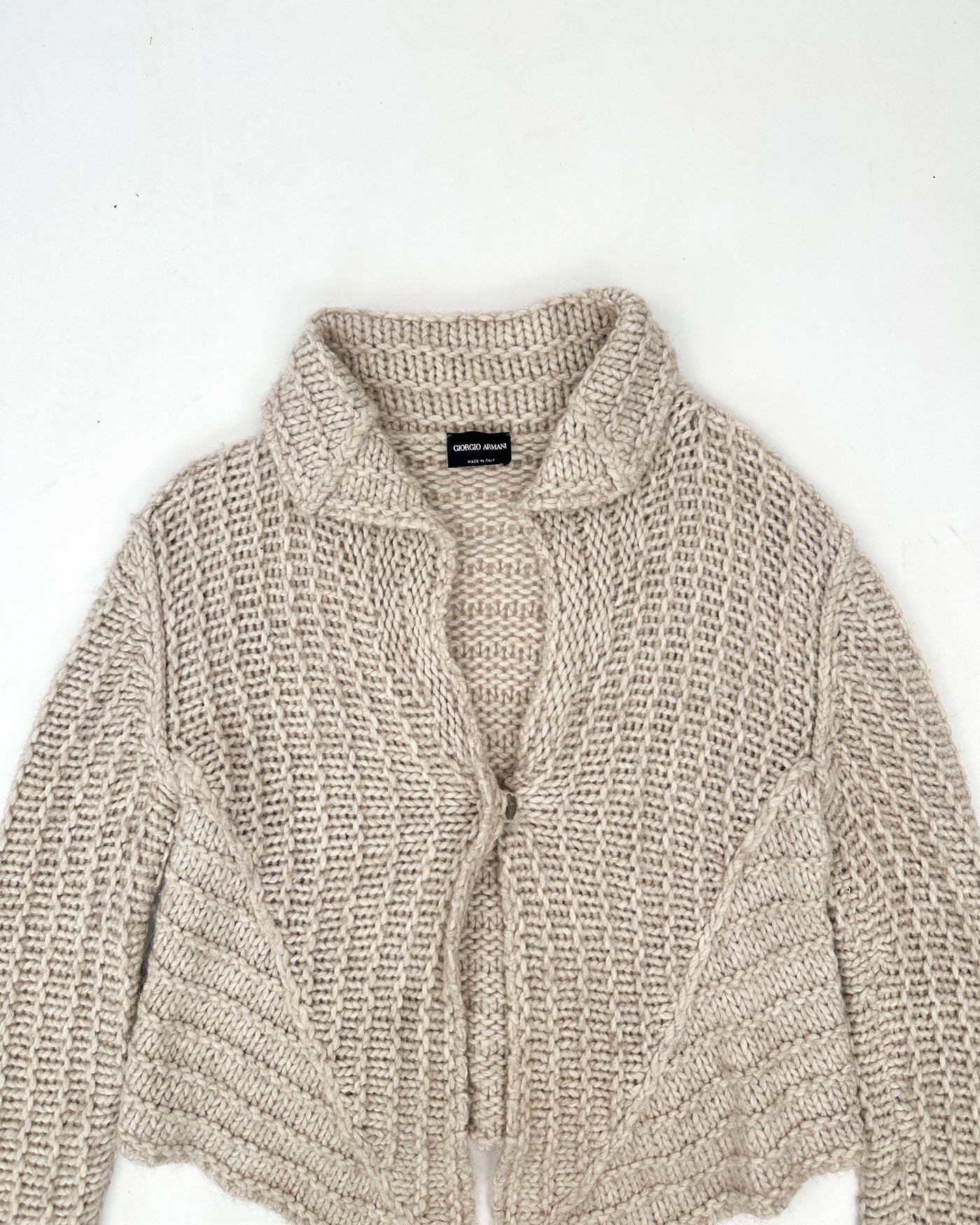 Armani Plaited Cropped Wool Cardigan 2000's
