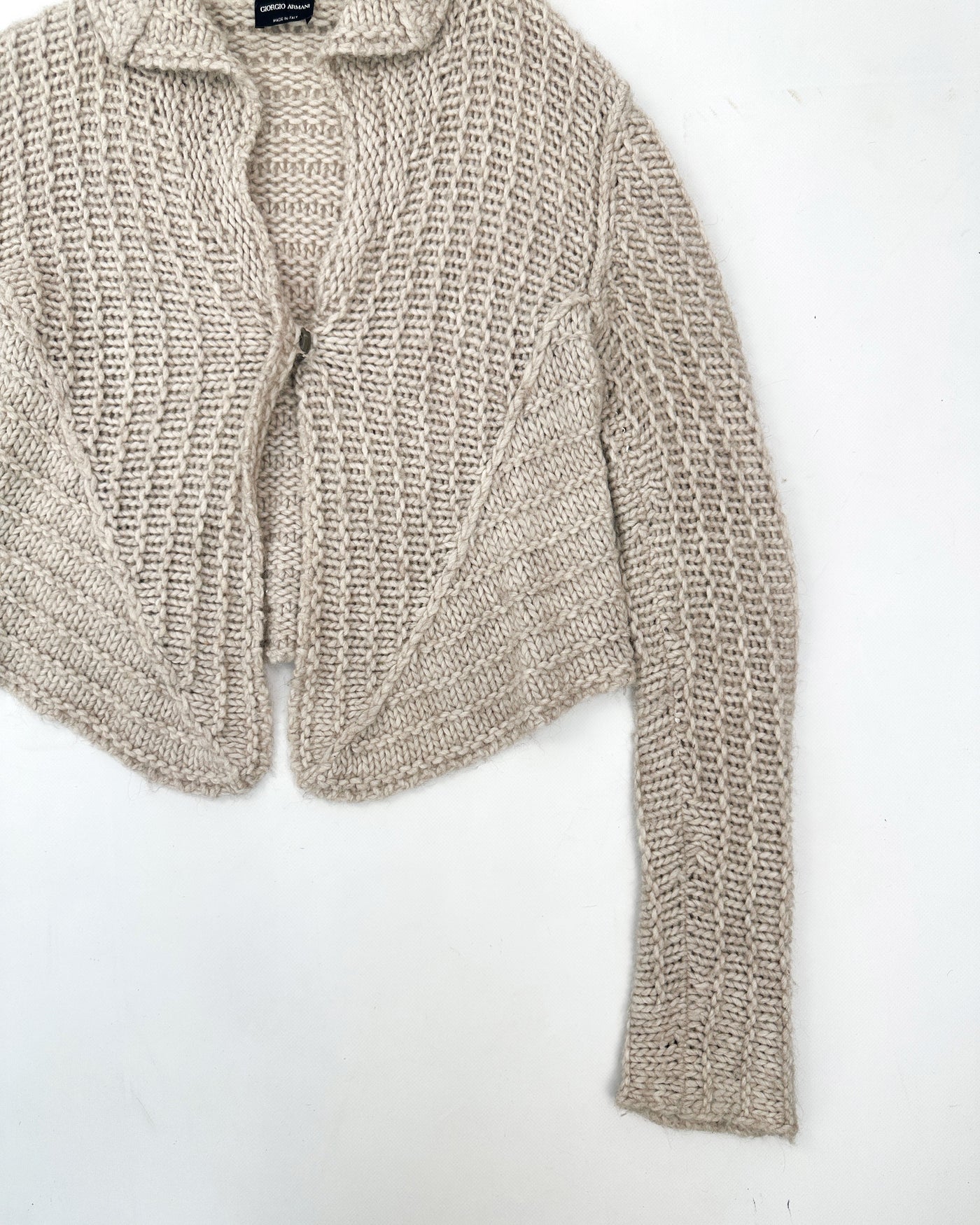 Armani Plaited Cropped Wool Cardigan 2000's