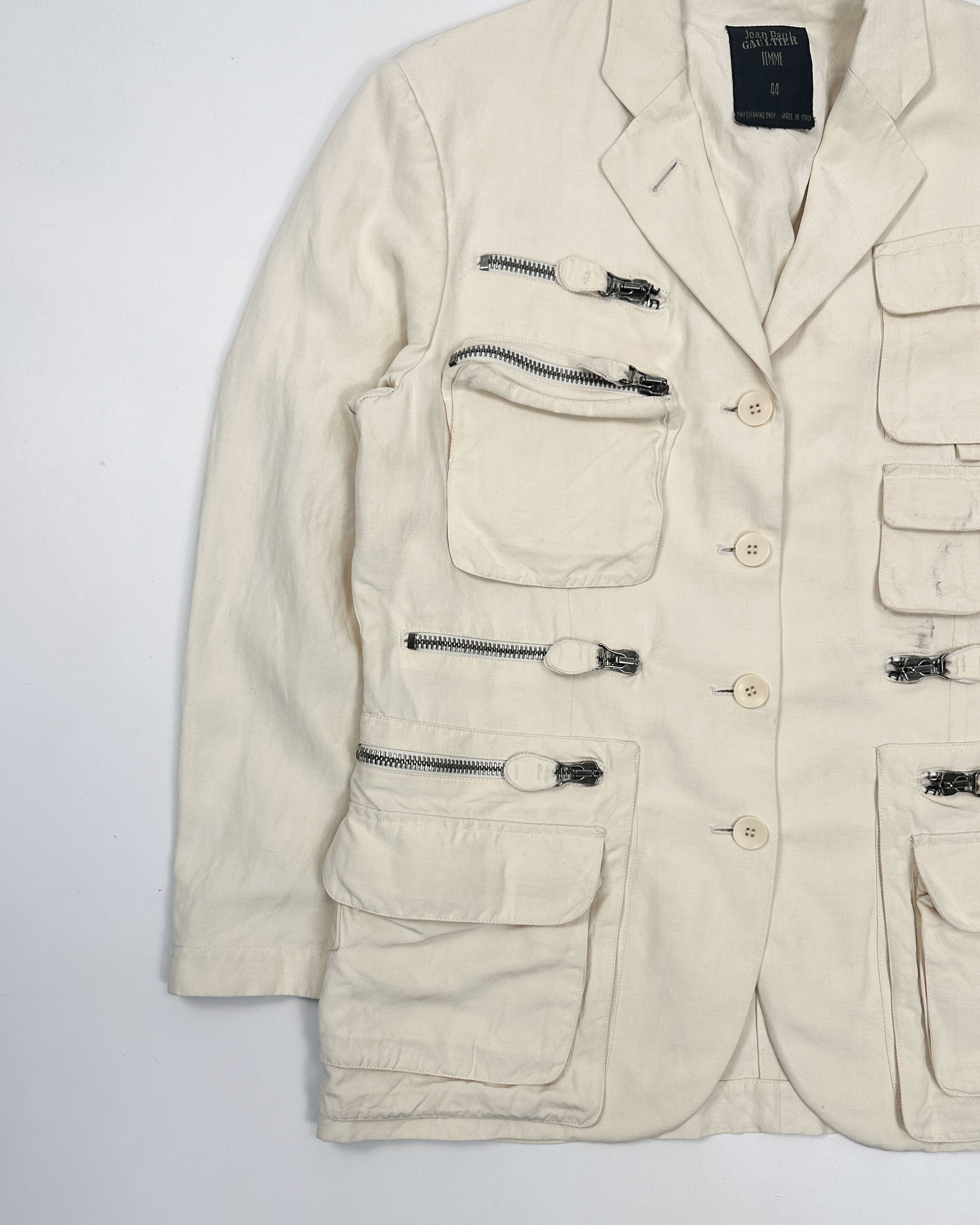 Jean Paul Gaultier Linen Multi-Pocket Blazer 1990's