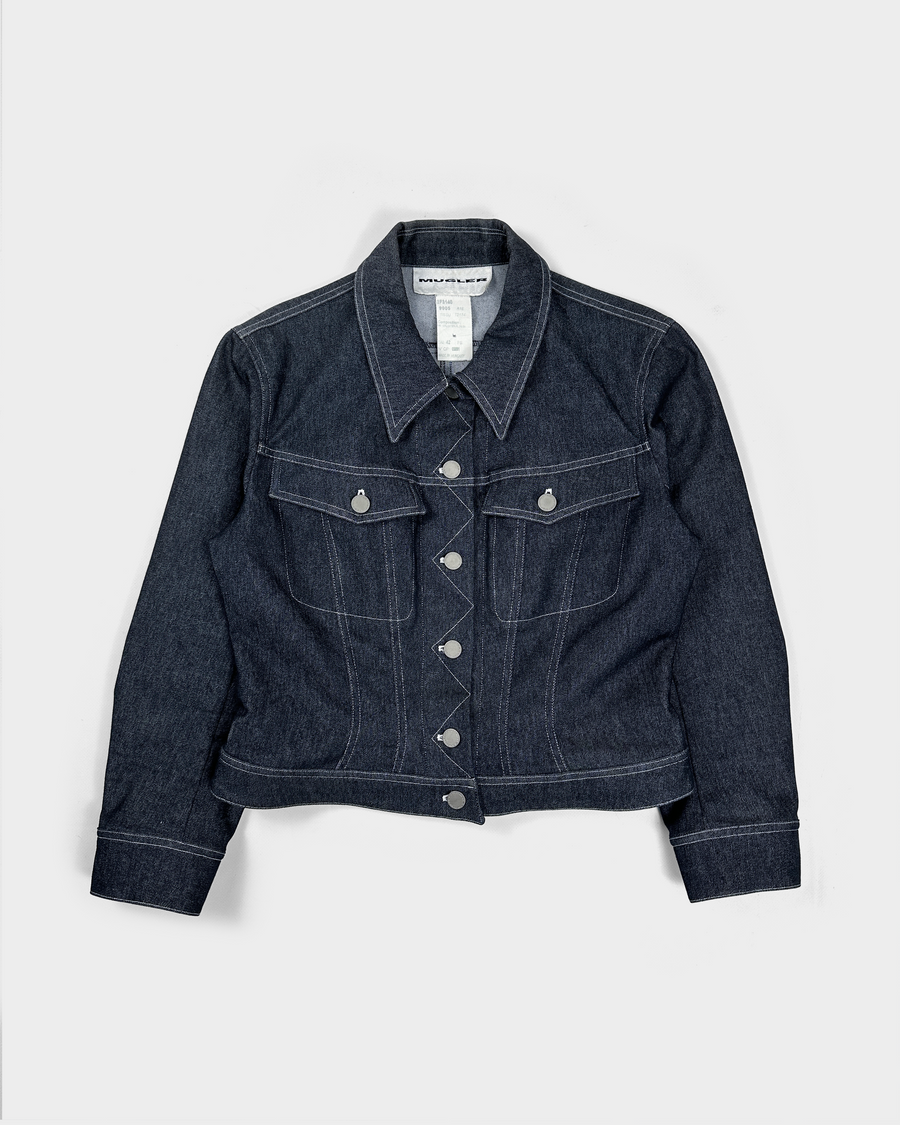 Mugler Cropped Denim Jacket 1990's