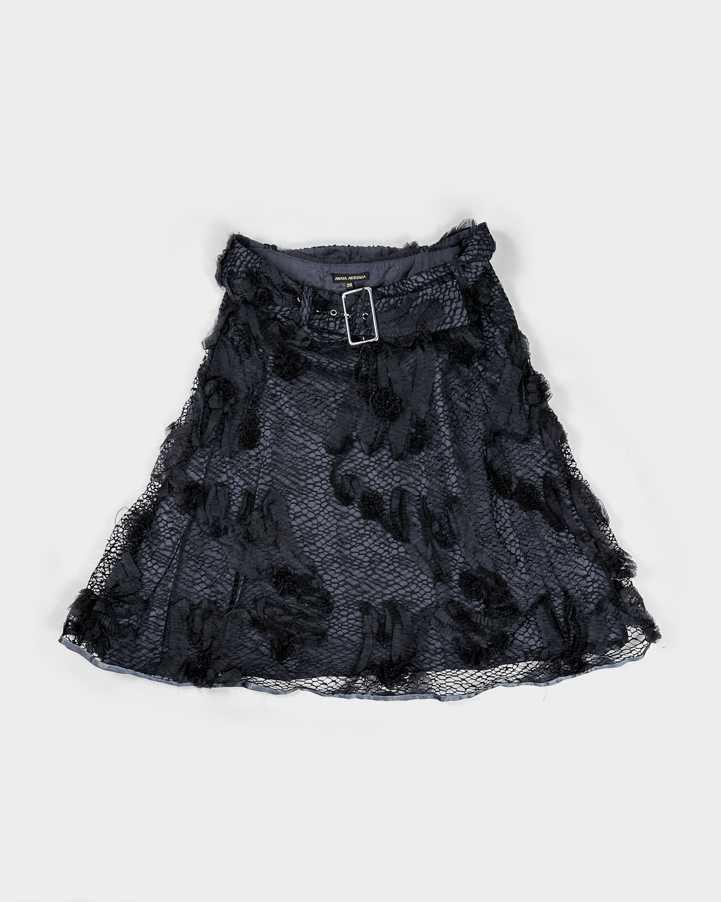 Amaya Arzuaga 2-Layer Lace Black Skirt 1990's