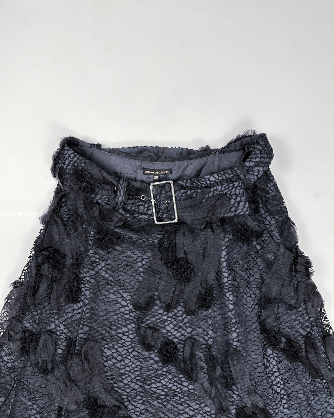 Amaya Arzuaga 2-Layer Lace Black Skirt 1990's