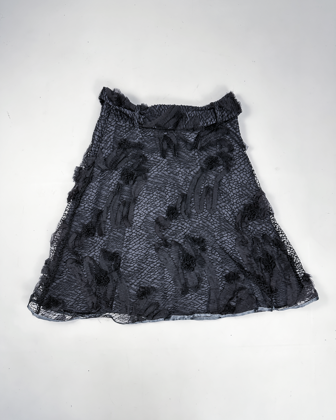 Amaya Arzuaga 2-Layer Lace Black Skirt 1990's