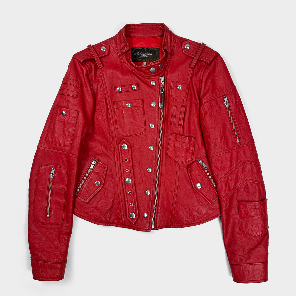 Moschino Bondage Red Leather Jacket  2000's