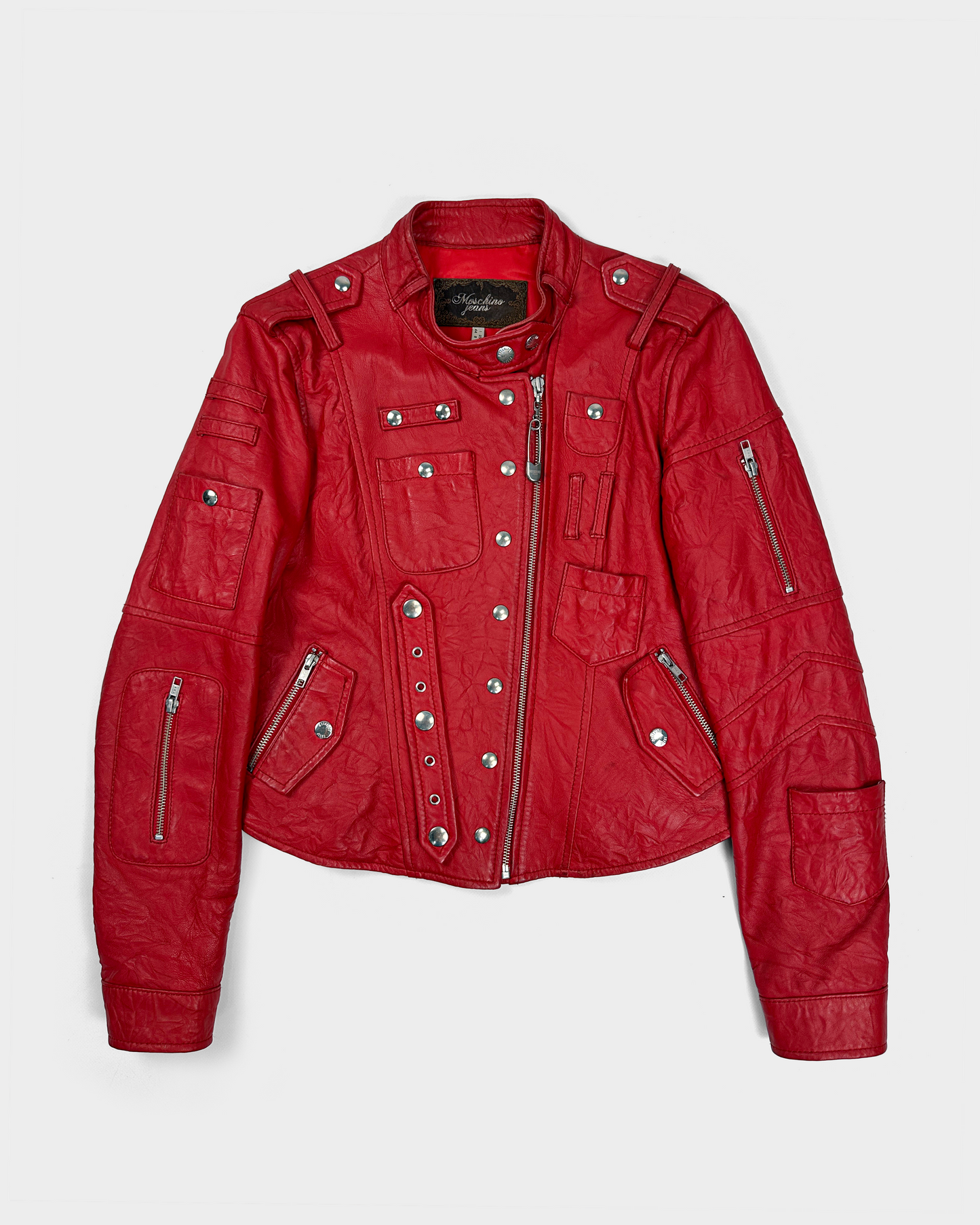 Moschino Bondage Red Leather Jacket  2000's