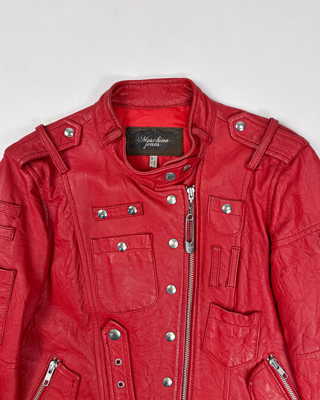 Moschino Bondage Red Leather Jacket  2000's