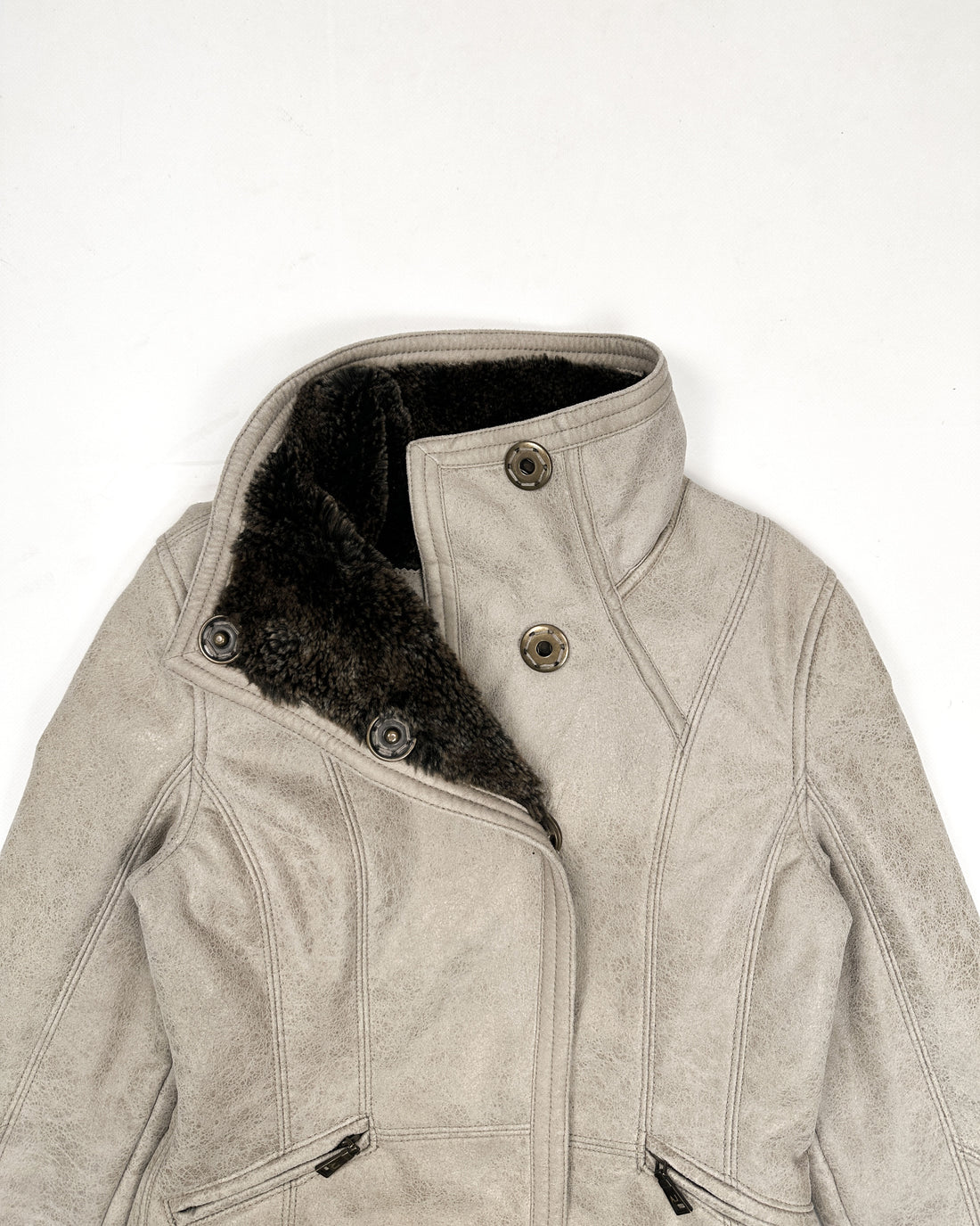 Armani Grey Leather Distressed Jacket 1990's