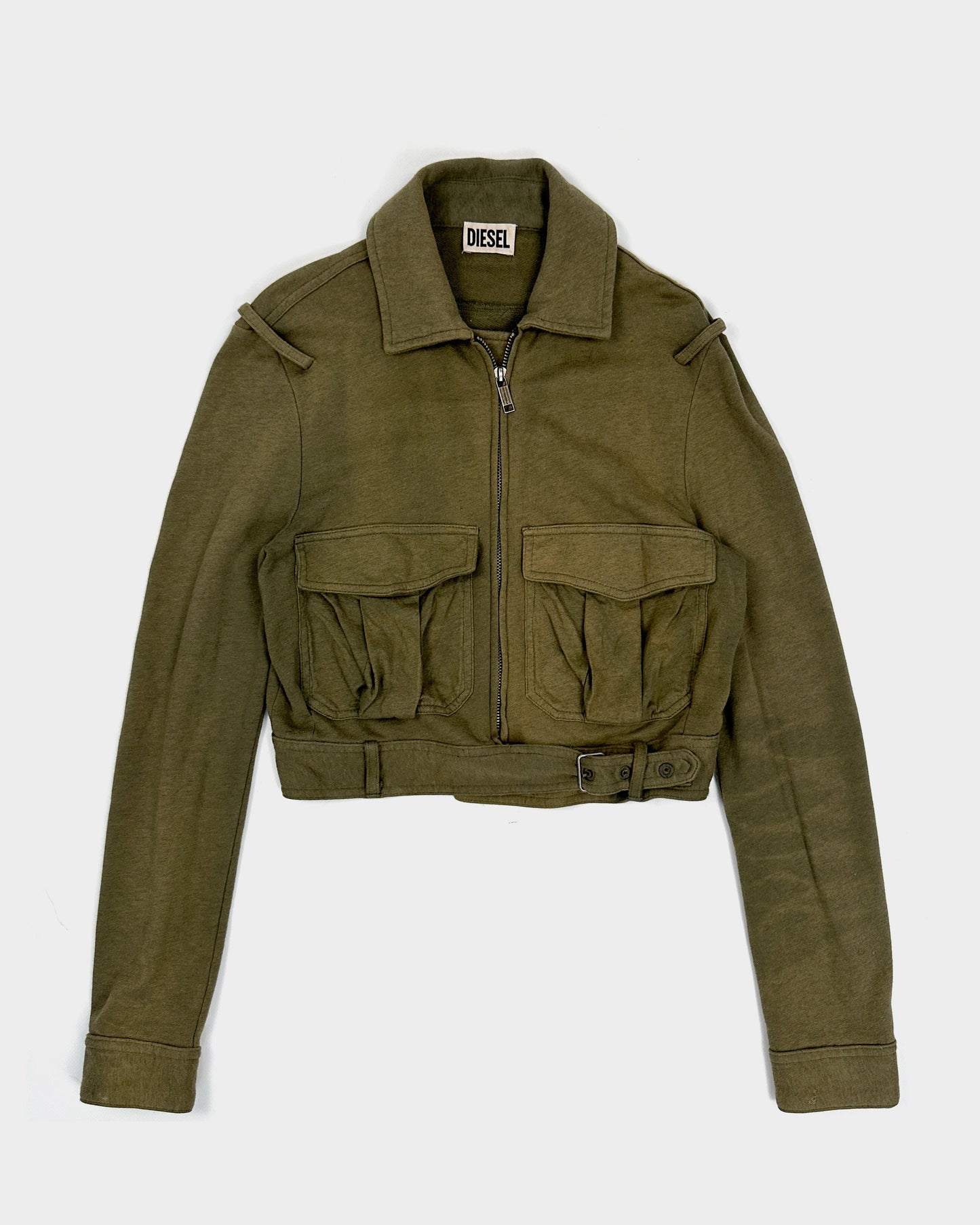 Diesel Cropped Military Green Jacket 2000's