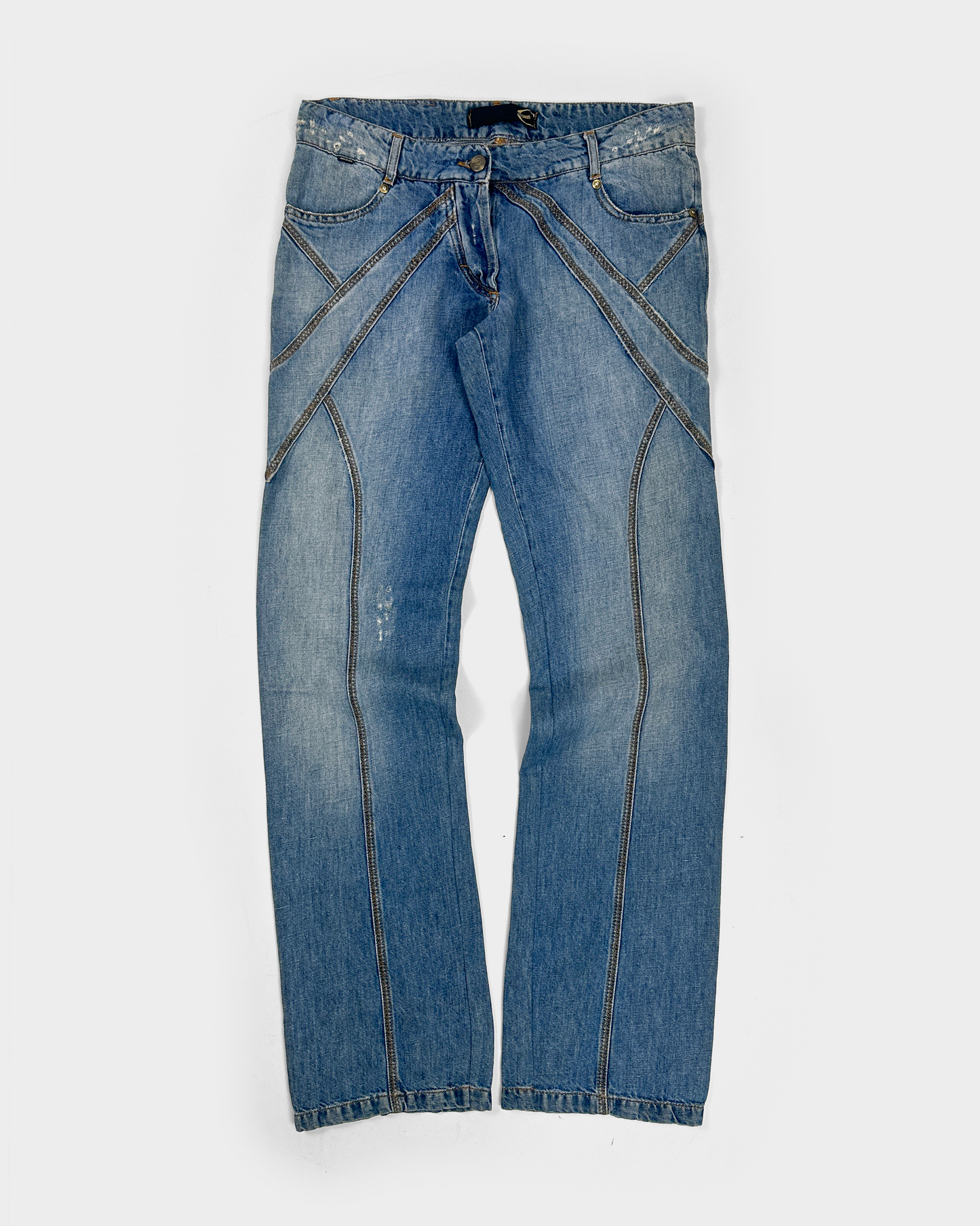 Roberto Cavalli Shaped Whased-Denim Pants 2000's