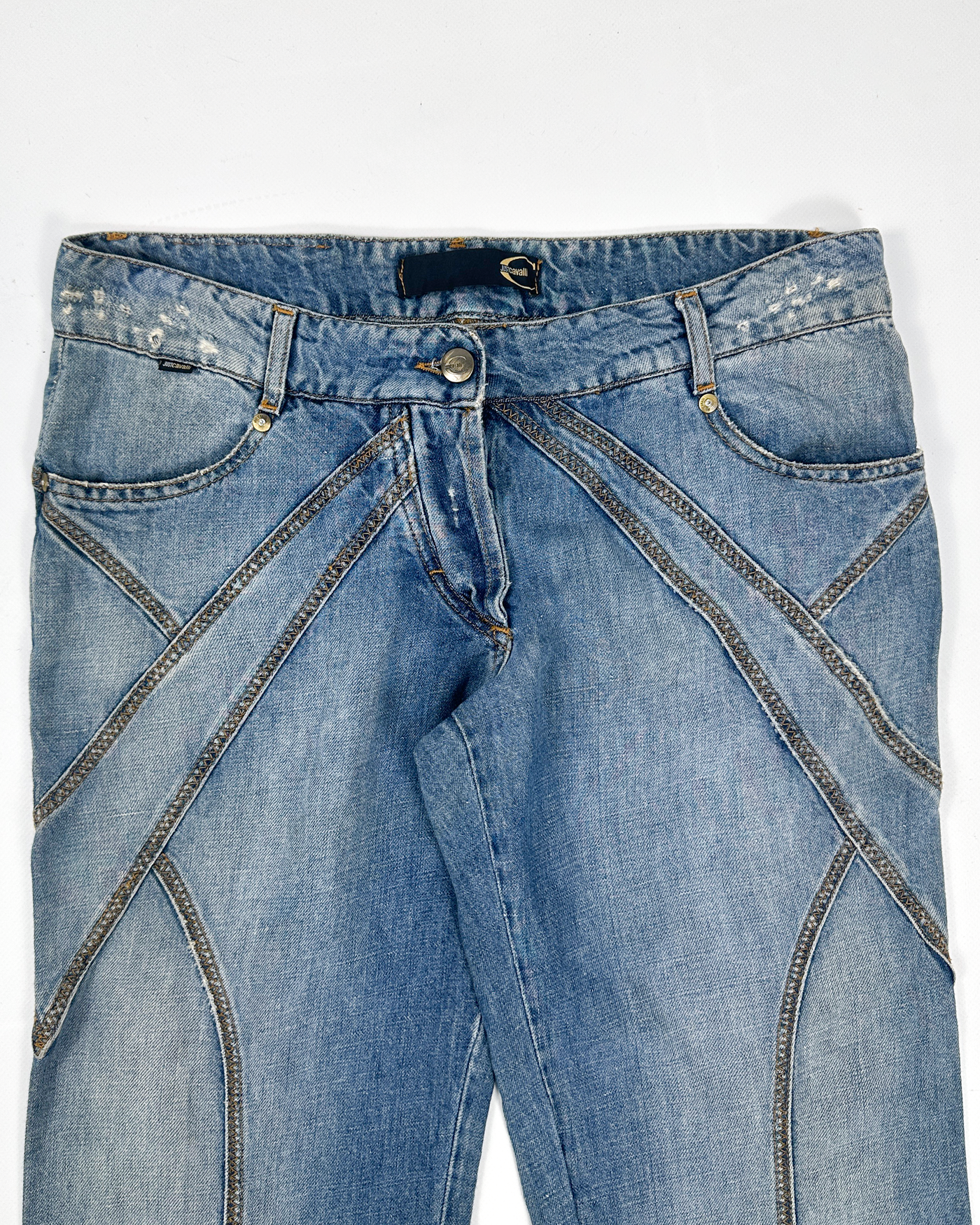 Roberto Cavalli Shaped Whased-Denim Pants 2000's