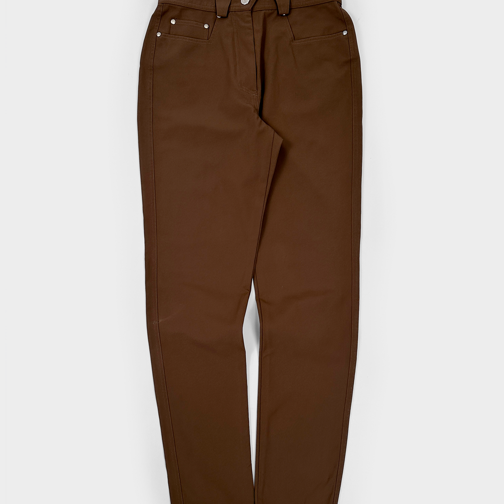 Mugler Silver Details Brown Elastic Pants 2000's