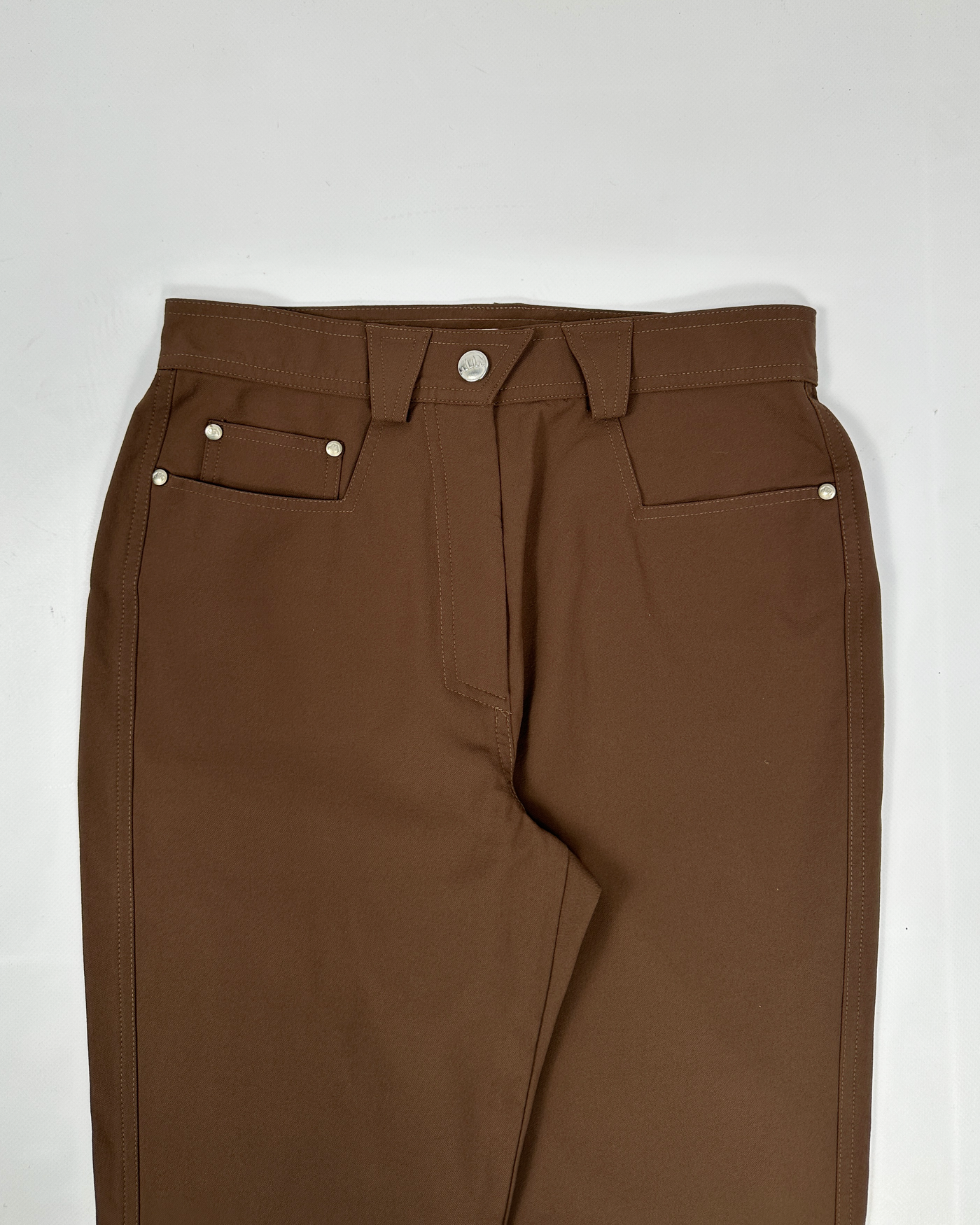 Mugler Silver Details Brown Elastic Pants 2000's