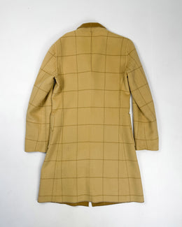 DKNY Beige Squares Pattern Long Coat 1980's