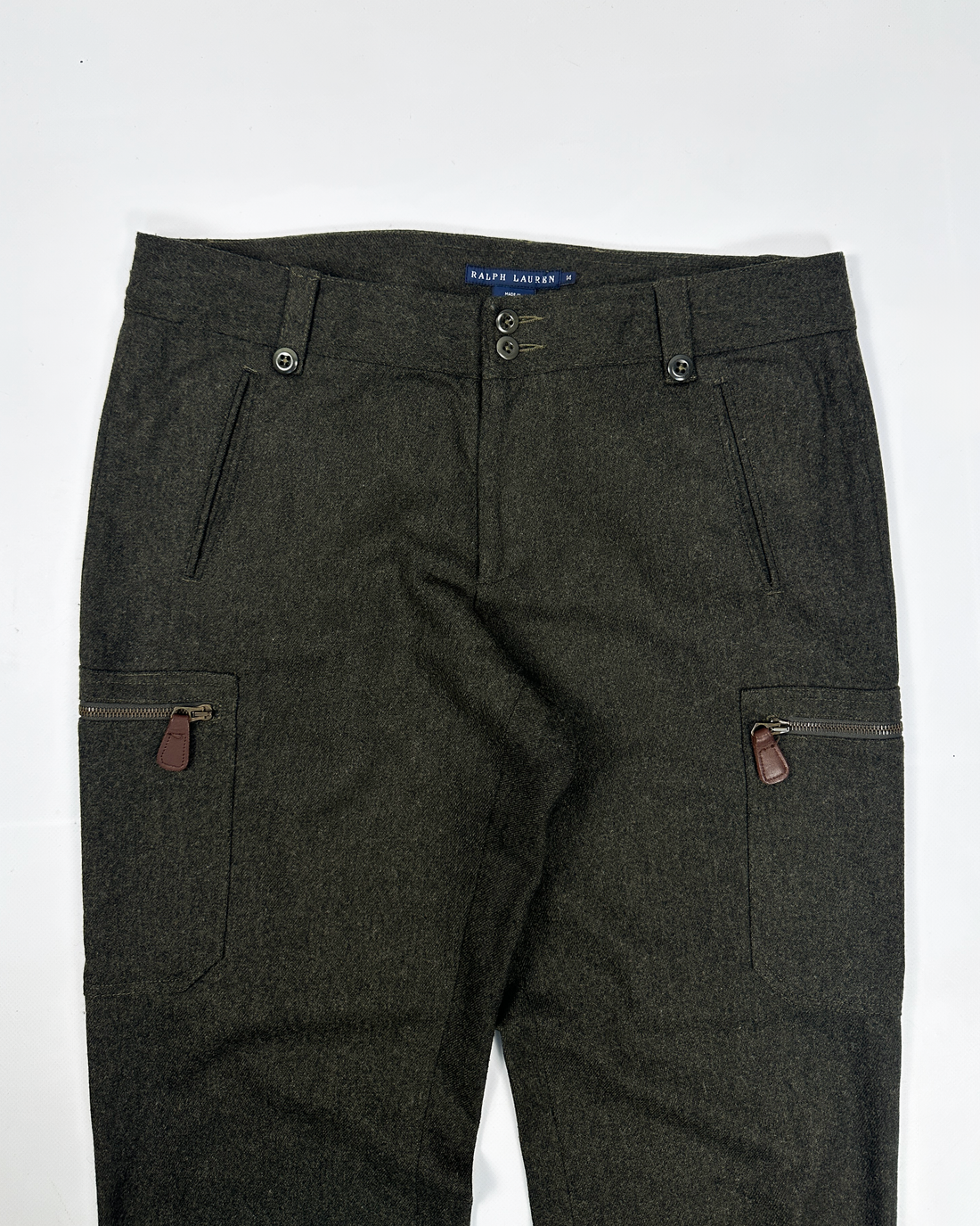 Ralph Lauren Green Wool Zipped Pants 1990's