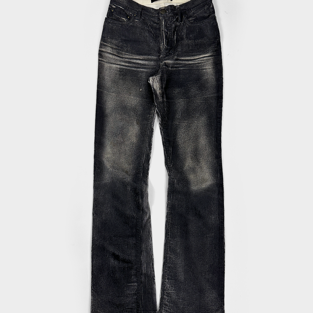 Roberto Cavalli Corduroy Black Painted Pants 2000's