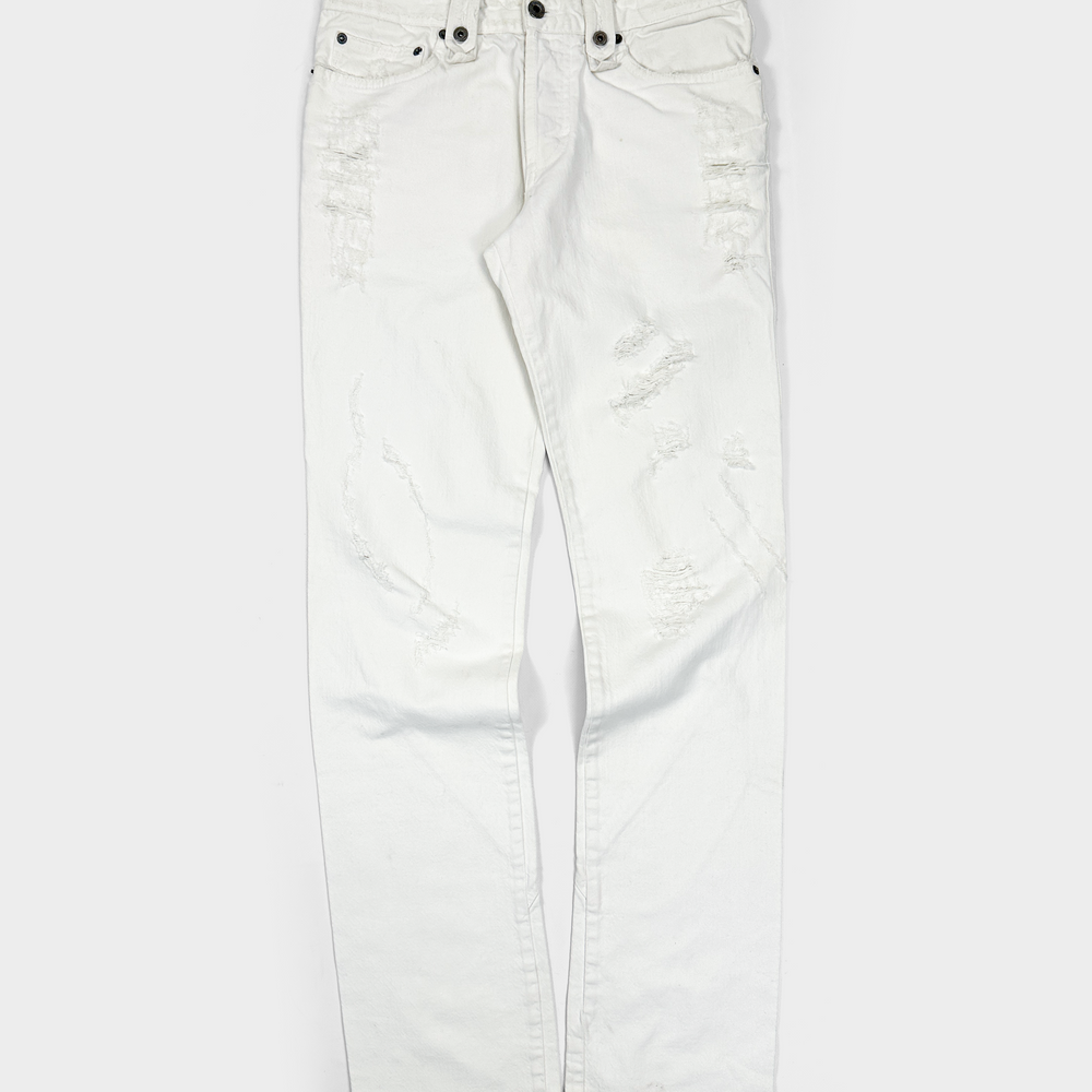 Dolce & Gabbana White Distressed Pants 2000's