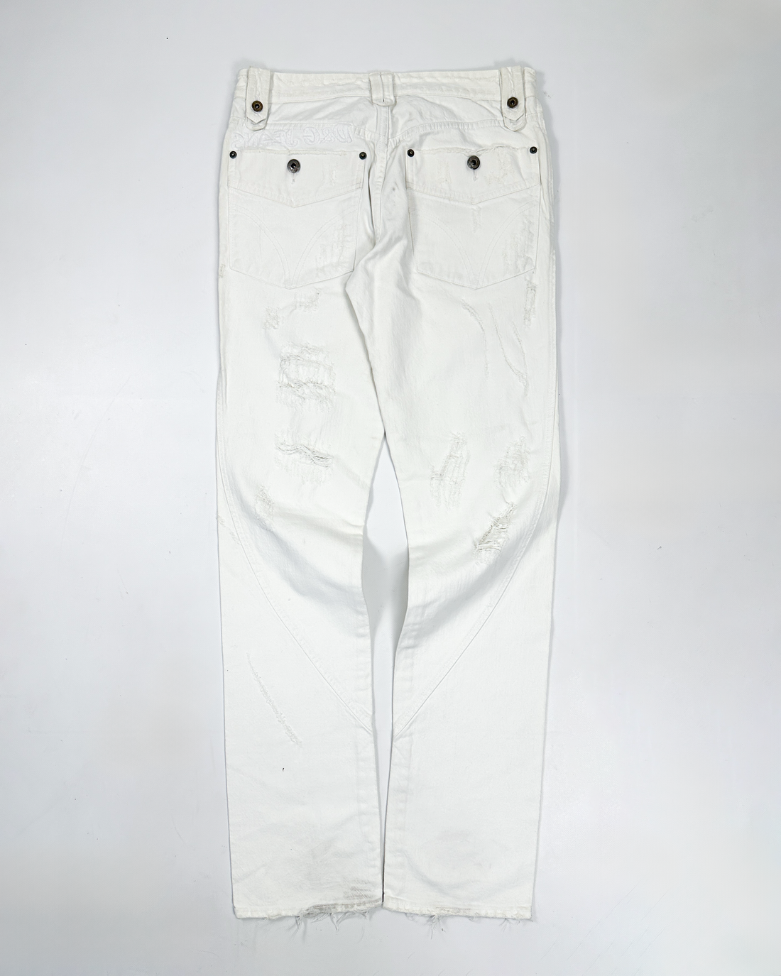 Dolce & Gabbana White Distressed Pants 2000's