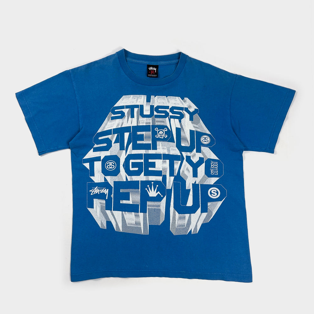 Stussy "Step Up" Printed Blue Tee 2000's