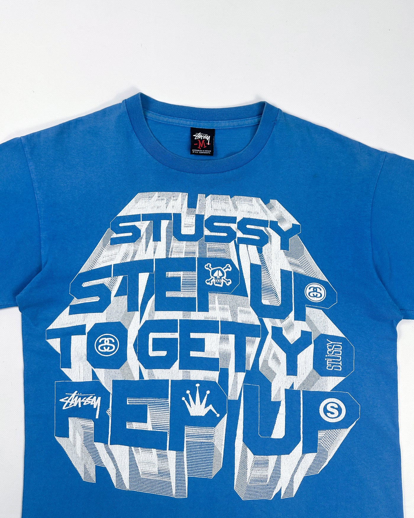 Stussy "Step Up" Printed Blue Tee 2000's